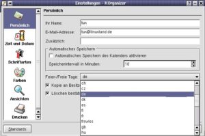 Abbildung 18: Persönliche Einstellungen des Terminplaners