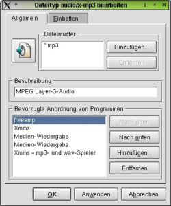 Abbildung 18: FreeAmp kann als Standardanwendung für MP3-Dateien gewählt werden
