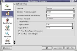 Abbildung 19: Zeitzone und Arbeitszeit festlegen
