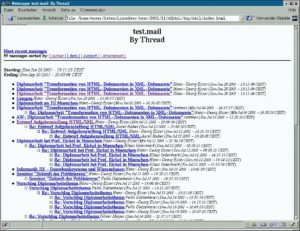 Abbildung 2: Hypermail erzeugt für jede Mailbox eine hübsche Übersichtsseite, in der die Threads sichtbar sind