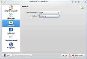 Abbildung 2: Wenn Sie in diesem Dialog die Anzeige der Feiertage aktivieren, erscheinen sie in dem Ausklappkalender des Uhr-Applets mit einem roten Rahmen.