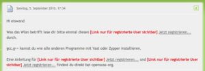 Abbildung 2: Links auf externe Seiten zeigt das OpenSuse-Forum leider erst nach Registrierung an.
