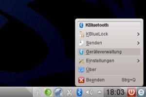 Abbildung 2: Unter KDE starten Sie die Geräteverwaltung über einen Klick auf das KBluetooth-Symbol.