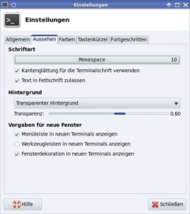 Abbildung 2: Auch das Terminal bleibt nicht von der optischen Aufwertung durch Transparenz verschont.