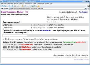 Abbildung 2: Der Thesaurus der OpenThesaurus-Community in der Online-Version