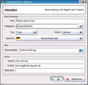 Abbildung 2: Eingabe der Dokumenteninformationen
