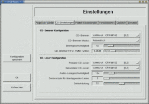 Abbildung 2: Einstellungen des CD-Brenners