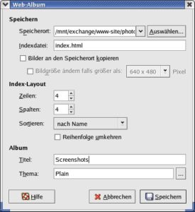 Abbildung 2: gThumbs Qualitäten liegen in Details wie der Web-Album-Funktion