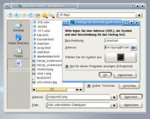 Abbildung 2: Abkürzungen im File-Dialog können sich auch auf Verzeichnisse auf entfernten Rechnern beziehen