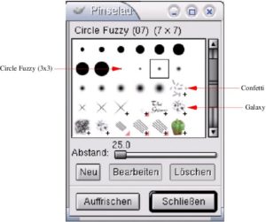 Abbildung 2: Die Pinselauswahl