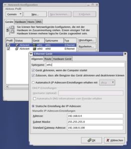 Abbildung 2: Neat ist ein sehr komfortables Tools zur Konfiguration sämtlicher Netzwerk-Devices. Falls Sie eine zweite Ethernet-Karte zur Kommunikation mit einem DSL-Modem benötigen, müssen Sie diese vor der xDSL-Konfiguration mit neat anlegen und mit einer statischen IP-Adresse versehen