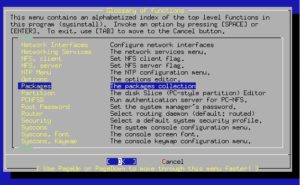 Abbildung 2: Im "Glossary of functions" von sysinstall sieht der Punkt "Packages" vielversprechend aus