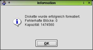 Abbildung 2: Erfolgsmeldung nach der vollständigen Formatierung und Fehlerüberprüfung