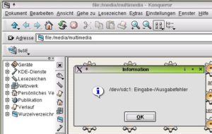 Abbildung 2: Ein Ein-/Ausgabe-Fehler zeigt an, dass die Karte des gewünschten Slots gewechselt wurde. Die Meldung kann ohne weiteres ignoriert werden
