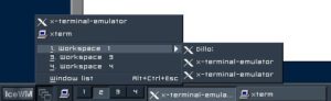 Abbildung 2: Zugriff auf Fenster anderer Desktops über ein Menü