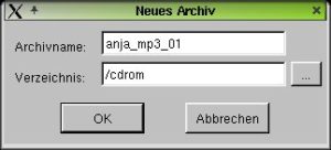 Abbildung 2: Das Archiv sollte nach der CD benannt werden