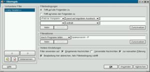 Abbildung 2: Filterregeln in KMail konfigurieren