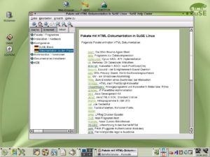 Abbildung 2: Das Hilfezentrum von SuSE hat deutliche Probleme mit deutschen Umlauten. Zudem verbergen sich unter den Programm-Beschreibungen rein englische Texte, auch deutsche Manual-Pages gibt es nur bei der Professional