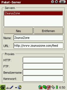 Abbildung 2: Einstellungen für Feed-Server