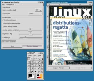 Abbildung 2: xscanimage kann auch aus GIMP heraus gestartet werden