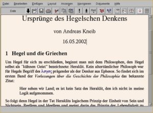 Abbildung 2: Das Dokument aus Abb.1 in der WYSIWYM-Ansicht des Editors