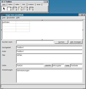 Abbildung 2: Formular-Designer und Toolbox