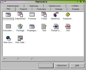Abbildung 2: Kylix stellt zahlreiche Assistenten zum Erstellen verschiedener Arten an Code zur Verfügung - hier die Enterprise-Version
