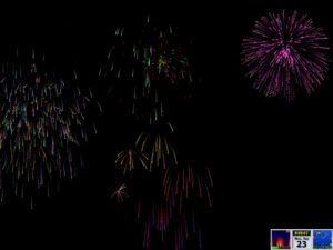 Abbildung 2: xfireworks auf schwarzem Desktop-Hintergrund