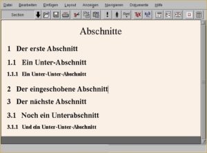 Abbildung 2: Abschnitte automatisch neu numeriert