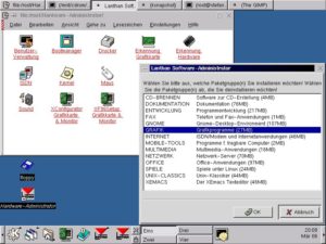 Abbildung 2: Der Lanthan-Desktop (KDE 1.2) mit Administrations-Tools