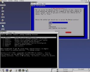 Abbildung 2: Mit etwas Handarbeit lässt sich auch Debian als Desktop-System einsetzen, hier mit Paket-Manager <custom name="span" custom:class="uielement" srcset=