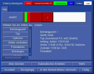 Abbildung 2: Mandrake wird komplett auf /dev/hda8 installiert und benutzt lediglich /dev/hda5 als Auslagerungs-Partition. Die Partitionen für /boot und /home müssen nach der Installation unbedingt von Hand eingebunden werden