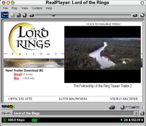 Abbildung 2: "Herr der Ringe" Trailer im RealPlayer