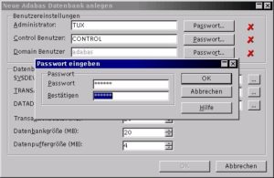 Abbildung 2: Eine Adabas-D-Datenbank benötigt neben dem Namen für den Administrator auch ein Passwort
