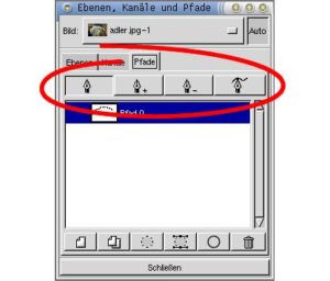 Abbildung 2: Die verschiedenen Knöpfe des Pfadwerkzeugs