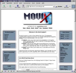 Abbildung 2: Die MoviX-Homepage