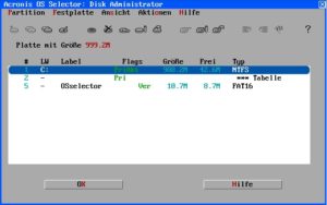 Abbildung 2: In der Übersicht steht ganz oben die zu verkleinernde NTFS-Partition