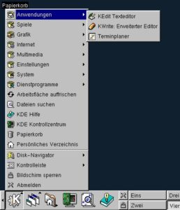 Abbildung 2: Start des Editors über die KDE-StartleisteGNOME-Startleiste