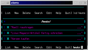 Abbildung 2: Mit cd oder nur dem Gruppennamen durch den Notizdschungel
