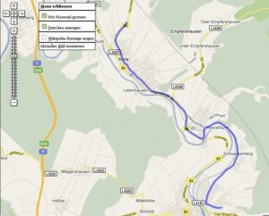 Abbildung 2: Geladene Strecken zeigt Geotag als blaue Linie an.
