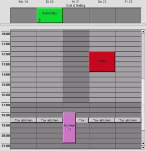 Abbildung 22: Farblich auffällige Kategorien erleichtern den Überblick im Kalender