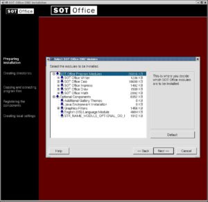 Abbildung 23: Bereits beim Installationsprogramm erkennt man, dass die Komponenten von SOT Office 2002 denen von OpenOffice entsprechen, vgl. auch Abbildung 21