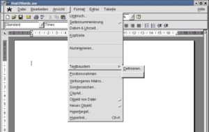Abbildung 24: Die deutschen Menüs sind unter Applixware Office 5 arg verstümmelt