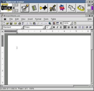 Abbildung 25: Die Schnellstartleiste und Applix Words aus Applixware Office 5