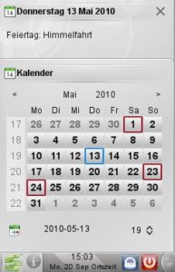 Abbildung 3: Ein Klick auf einen der rot umrandeten Feiertage zeigt an, um welchen es sich handelt.