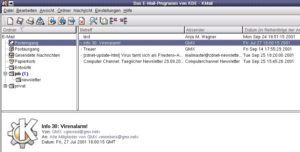 Abbildung 3: Die Arbeitsfläche von KMail - fast wie von Outlook Express