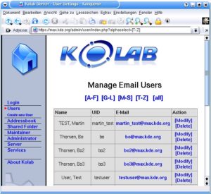 Abbildung 3: Kolabs Web-basierte Administrationsschnittstelle