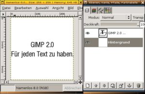 Abbildung 3: Das Textwerkzeug legt eine eigene Textebene an