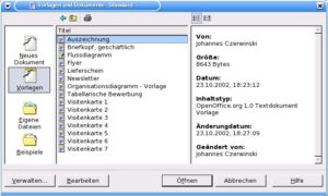 Abbildung 3: OpenOffice enthält erstmals ein experimentelles Vorlagenpaket