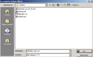 Abbildung 3: Gegen die manuelle Eingabe des vcs-Formats sträubt Windows sich dann doch nicht
